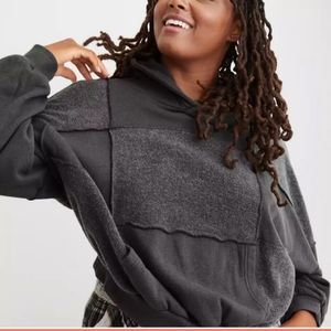 ISO AEO Sherpa patchwork hoodie xxl